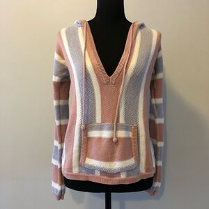 Women’s American Eagle Outfitters Pink White Striped Baja Hoodie Sweater size S